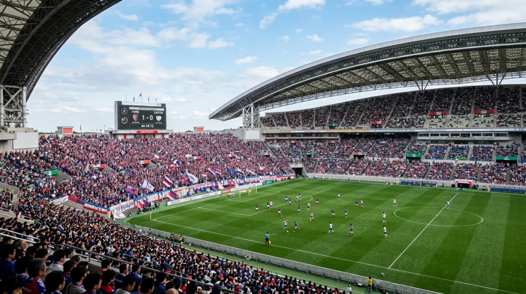Ambiente en el Nissan Stadium de Yokohama durante un partido del Yokohama F. Marinos en la J1 League