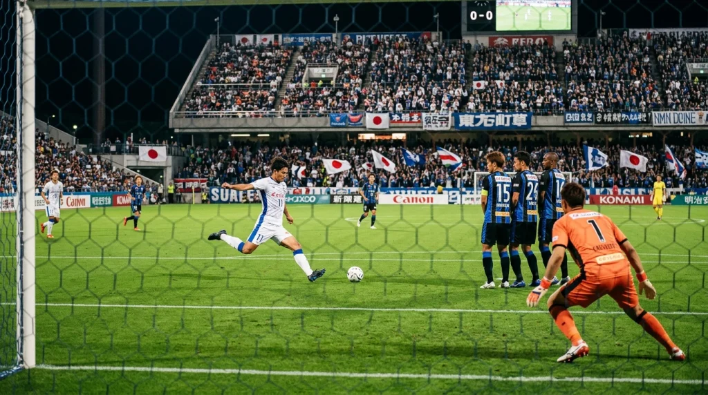 Panel de estadísticas de la J1 League mostrando datos de goles, asistencias y rendimiento por equipo