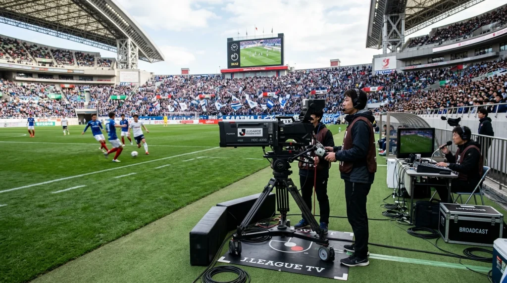 Evolución de la exposición mediática de la J-League con gráfico de crecimiento del 155 por ciento